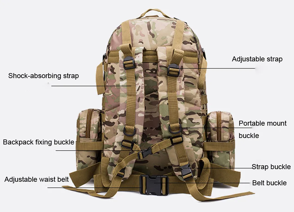 Waterproof Tactical Backpack Hiking Backpack Sports Bag 50L 9L Outdoor Backpack Molle Rucksack Camping For Travel