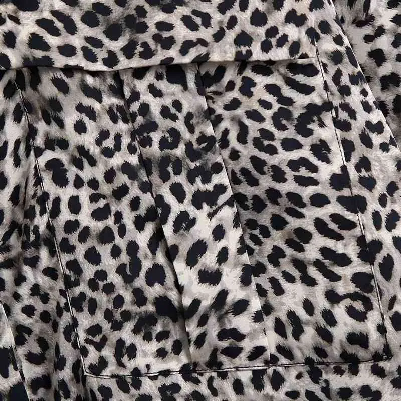 Lente Dames Leopard Print Patch Pocket Losse Blouse Vrouwelijke Lange Mouw Shirt Office Lady Tops Blusas S8390 210430