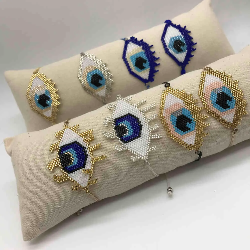 BLUESTAR 2021 Turkish Evil Eye Women MIYUKI Bracciale Gioielli di moda Pulseras fatti a mano Nappa di gioielli