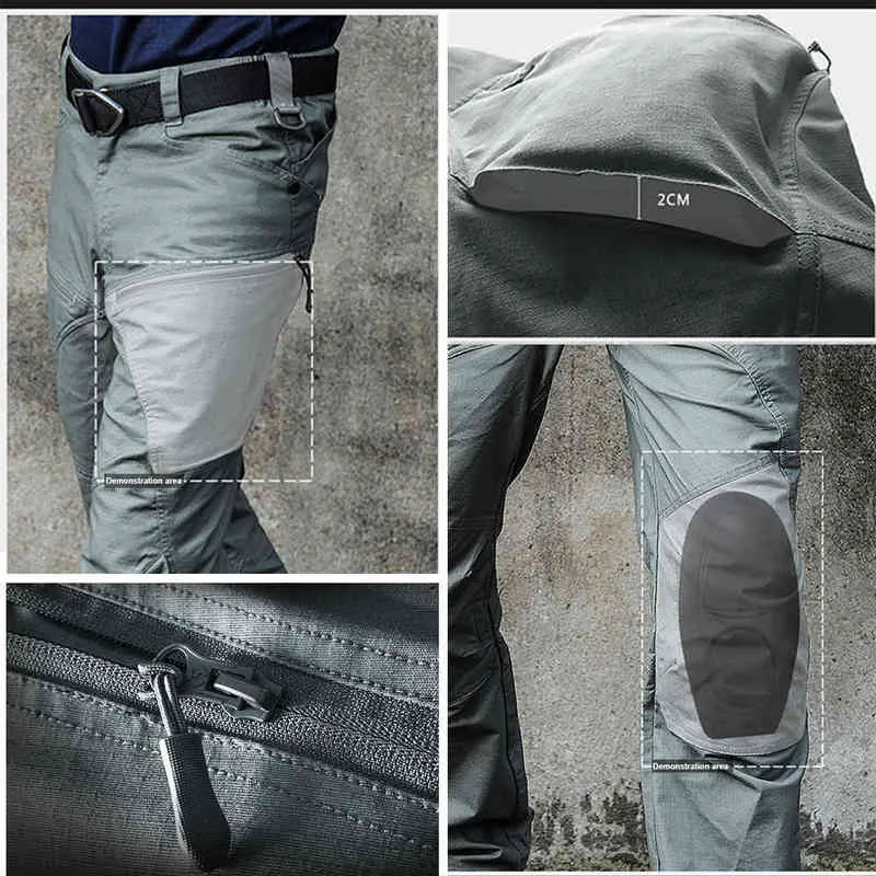 Wojskowe spodnie wojskowe męskie miejskie odzież taktyczna spodnie bojowe Multi kieszenie unikalne casual spodnie Ripstop tkaniny H1223