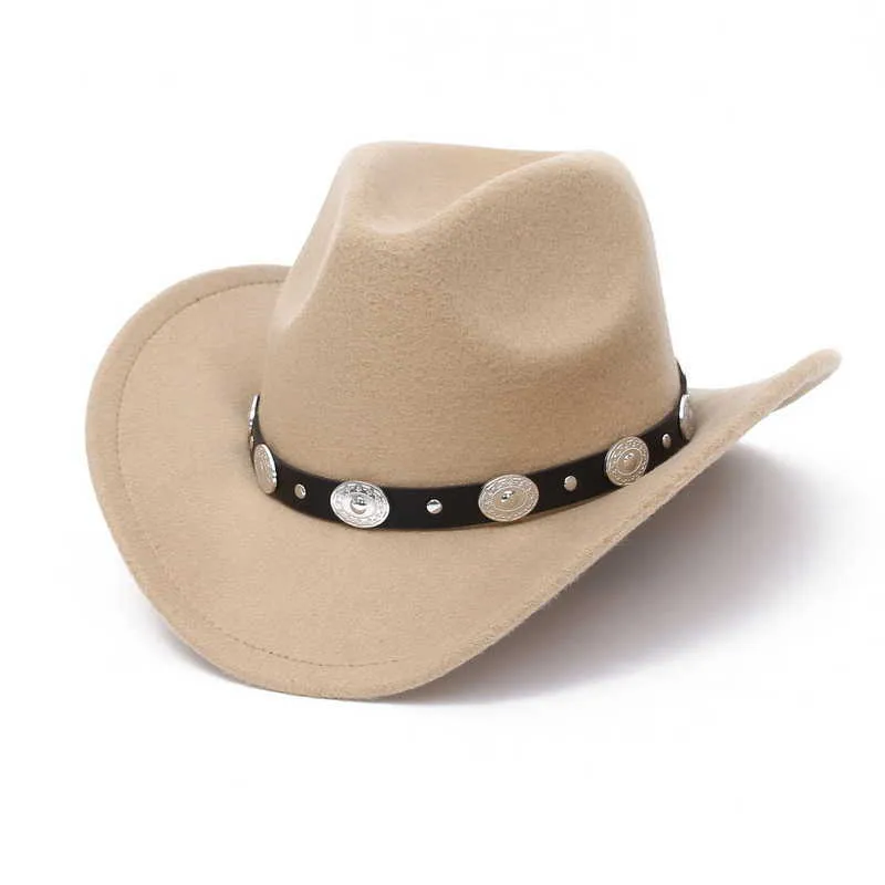 Vintage Western Cowboy Hat for Men Wide Brim Jazz Cap z skórzanym paskiem Sombrero Four Seasons 210709229m