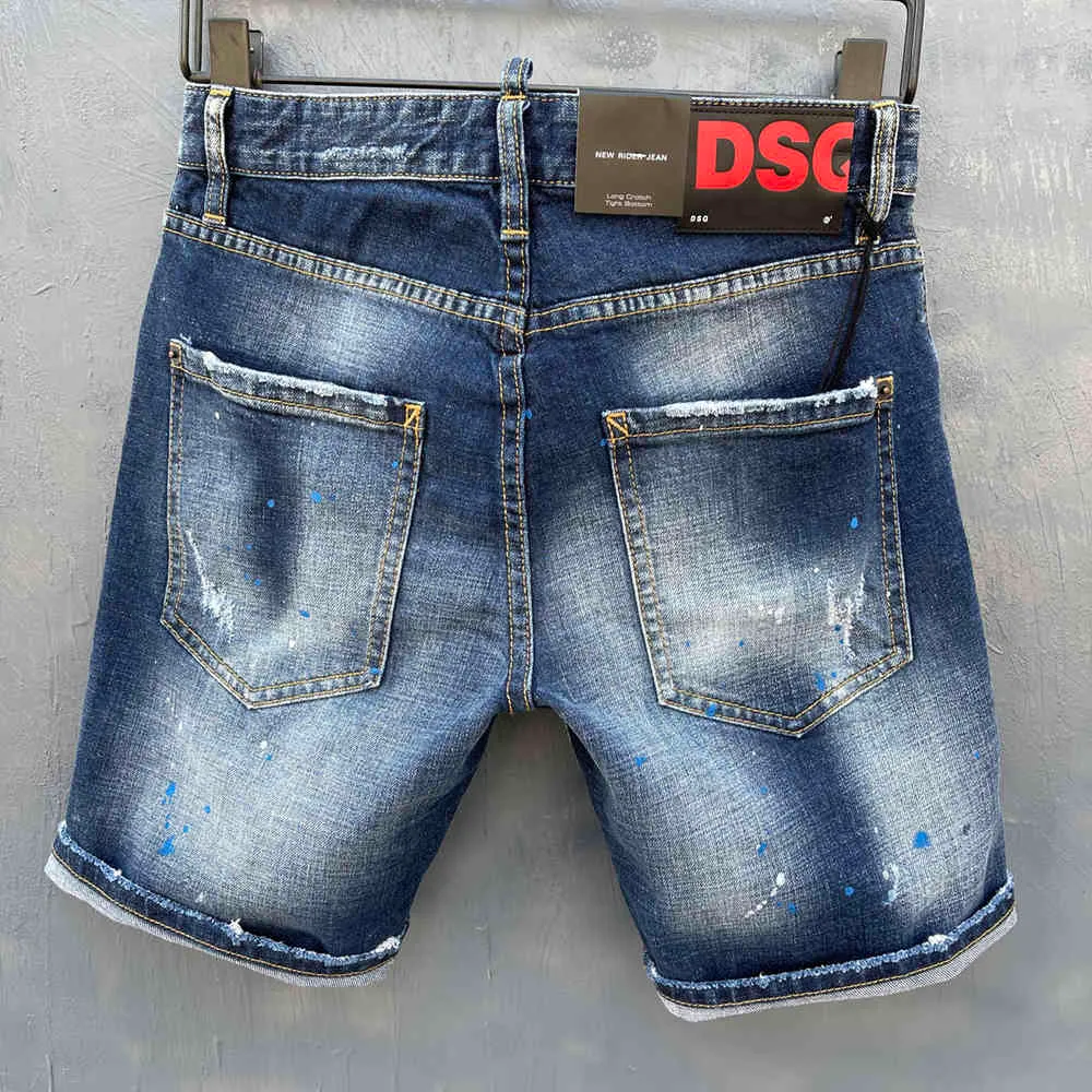 DSQSABCD 2 Sommer DSQ Brand Italy D2 Männer Denim Hosen Reißverschluss Slim Blue Hole Shorts Jeans Für Männer