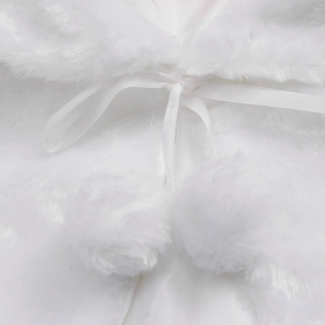 Winter Girls Cute Princess White Bolero Jacket Kids Wedding Shawl Outwear Party Plush Coat Baptism Flower Dress Faux Fur Wraps 211011