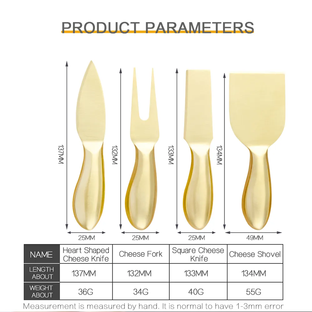 Ensemble de couteaux à fromage en acier inoxydable, épandeur de beurre, coupe-fromage, trancheur, Kit de fourchettes, outils de cuisine utiles pour le petit déjeuner, 4 pièces/ensemble