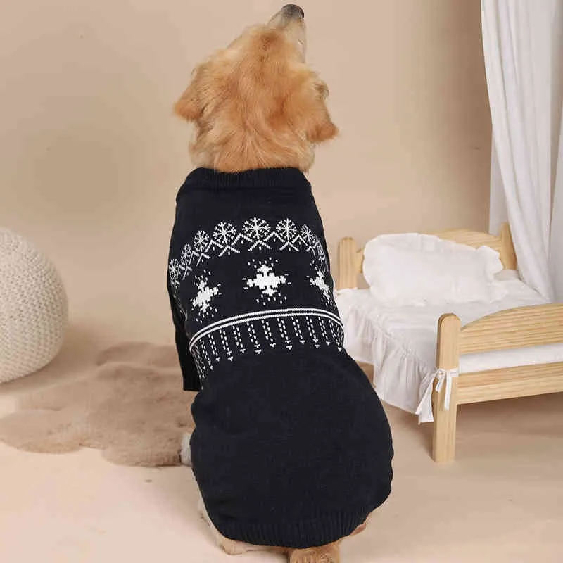 큰 개를위한 겨울에 대 한 겨울 겨울에 대 한 Hoopet snowflake 따뜻한 빨간 스웨터 크리스마스 개 ragdoll 고양이 코트 공급 업체 220104