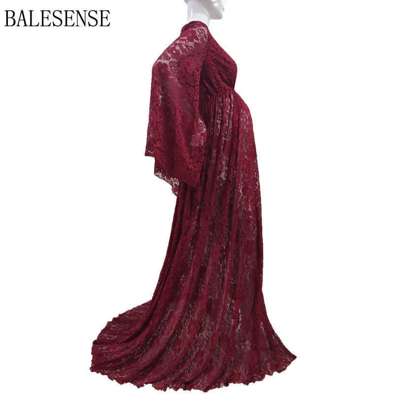 Lace Maternity Gowns Dresses for Photo Shoot Sexy High Split Maxi Long Pregnant Women Clothes Loose Pregnancy Dress Photogrpahy X0902