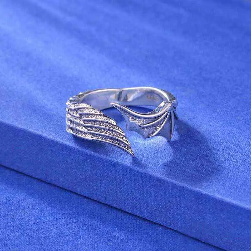 New Retro Bat Feather Demon & Angel Wings Rings Wholesale 925 Sterling Silver Jewelry G1125