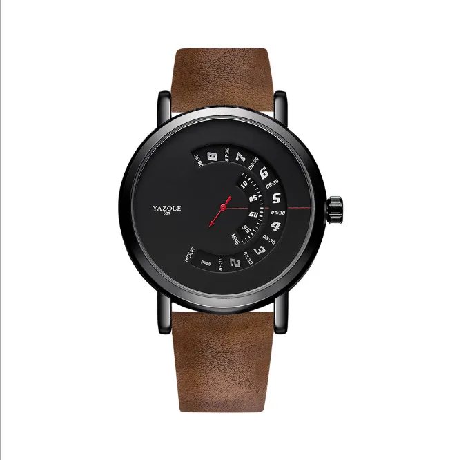 Yazolel Unikalny wybieranie osobowości projektowania gramofonu męskie zegarek Smart Sport Clear World Time Watches Spouring Pasp Młodzieżowe zegarek 3159