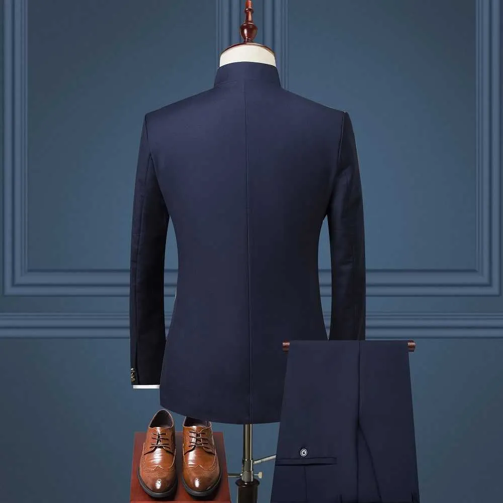 Jackor + byxor 2021 Kläder Män Högkvalitativa Business Blazers / Manlig Slim Fit Fritid Tre-Pipe Suit / Swallow-Tailed Coat S-4XL X0909