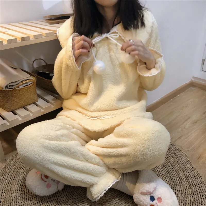 Korean Soft High Quality Homewear Women Loose Cute Sweet Princess Chic Sleepwear All Match Pajamas Sets 210525