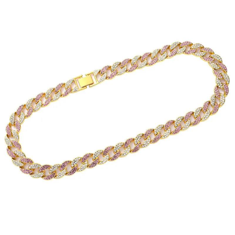 Correntes Mulheres Homens Ouro Prata Cor Cadeia Bling Miami Iced Out Rapper Colar para Hip Hop Cuban Link Jewelry256g