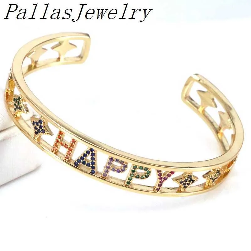 3 pezzi colorati zirconi micro pavimenta braccialetti le donne color oro ottone trendy zircone pavimenta braccialetto gioielli regali braccialetto regolabile Q0720