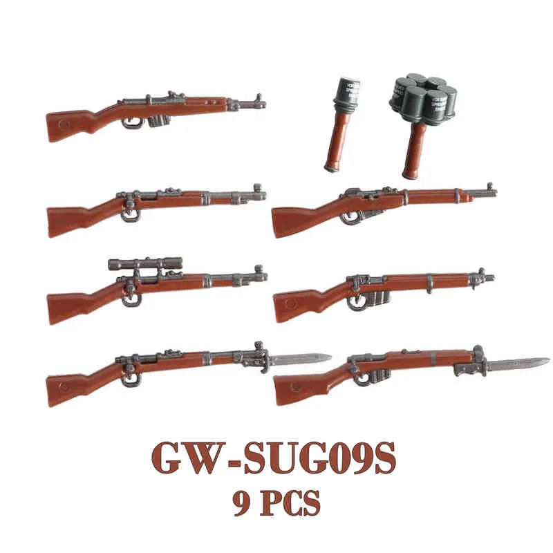 WW2 البنادق kar98k ppsh41 mp40 بندقية diy سلاح الجندي العسكرية الشكل playmobil نموذج بناء كتلة الطوب الأطفال طفل هدية اللعب Y1130