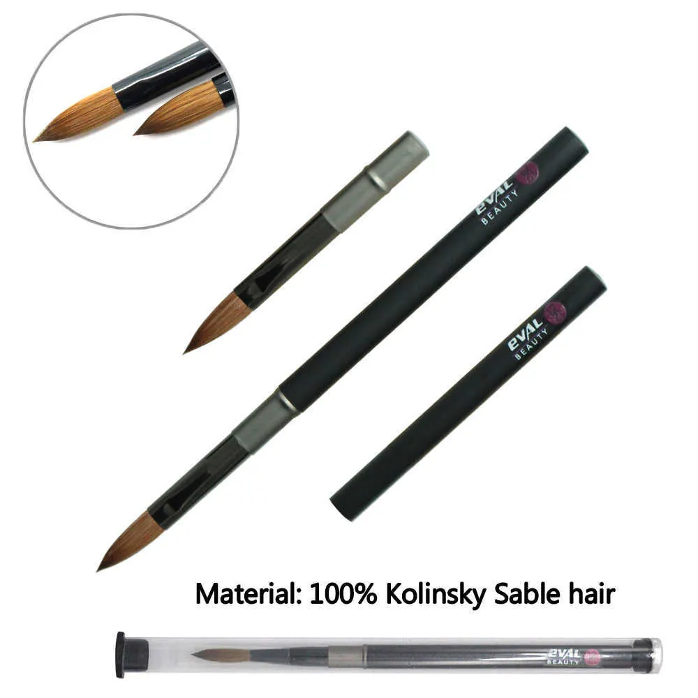 Eval Professional Black Acrylic Nail Brush Kolinsky Sable 헤어 파우더 라운드 페인트 아트 용품 210630
