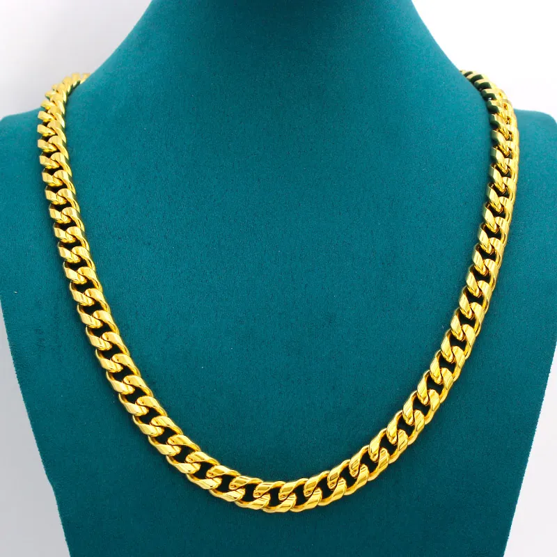 Настоящее 10-каратное желтое золото, заполненное Майами, кубинское ожерелье-цепочка, 24 дюйма, индивидуальный замок для коробки, мужская ширина 10 мм, толщина 5 мм Heavy282t