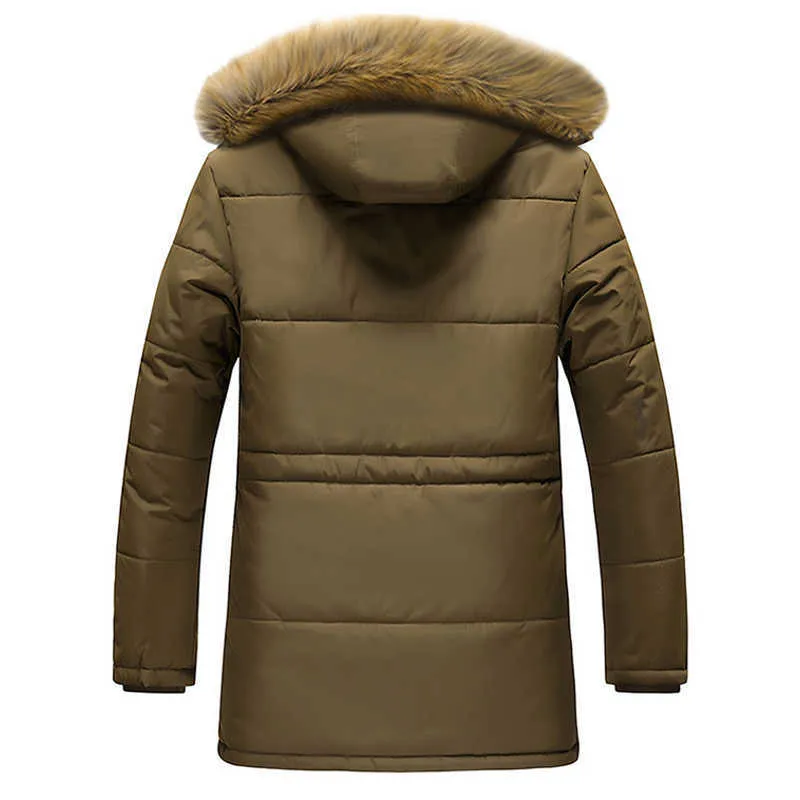 Hombres Chaqueta de invierno Parkas Abrigo Cuello de piel Moda Espesar Algodón Cálido Forro de lana Chaquetas Casual Tamaño grande 7XL Hombres Abrigo 210819