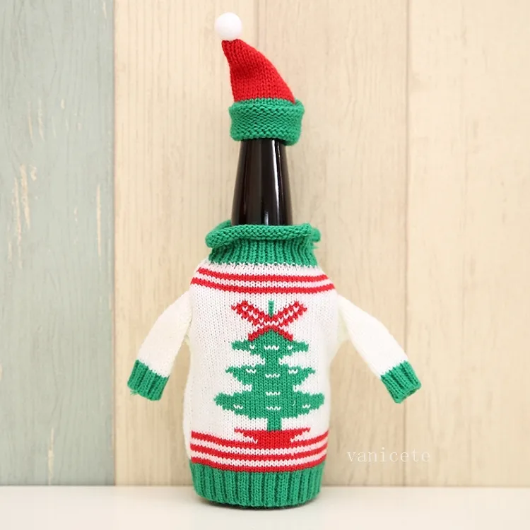 Bomboniera natalizia copri bottiglia di vino lavorata a maglia maglione natalizio Babbo Natale pupazzo di neve alce copri bottiglia di birra 4 stile T2I52931