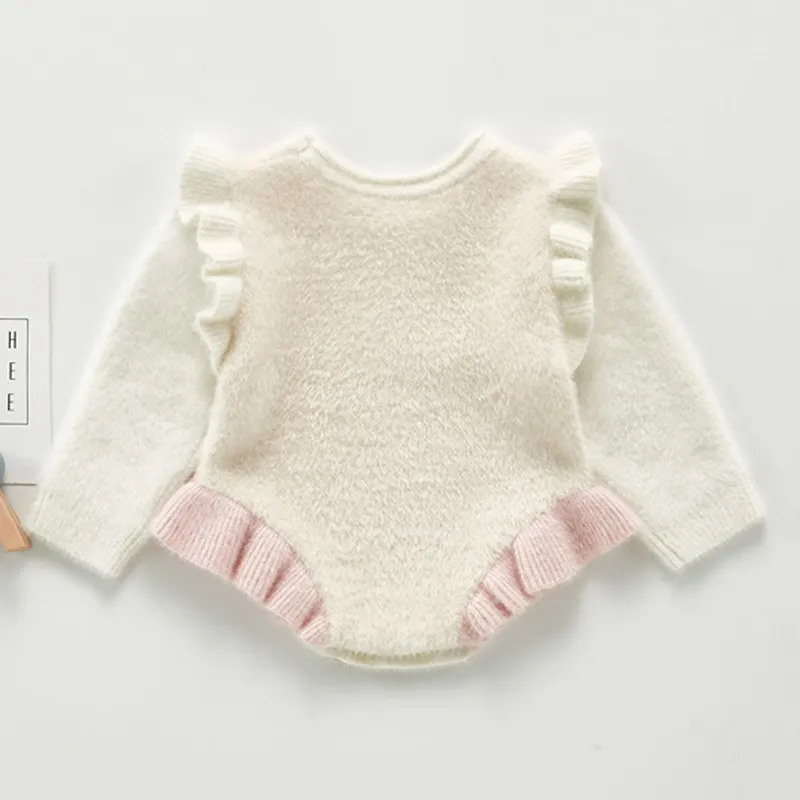 Cute Style Baby Girl Ubrania Jesień Cartoon Krojenia Sweter Romper Toddler Urodzony Kombinezon dla 0-24m 210515