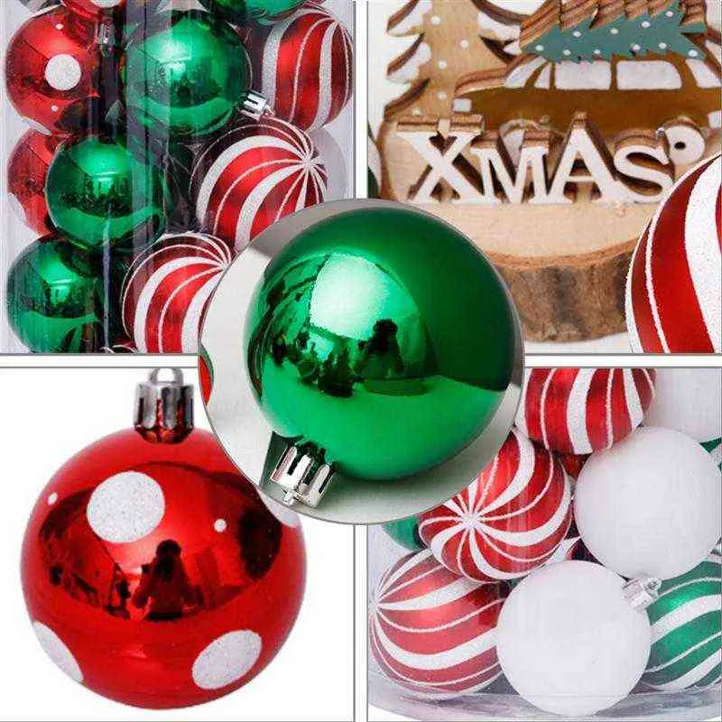 30шт рождественская елка украшения цветной рисунок шар для дома декор зеленый и красный роспись рождественские шарики зеленый + красный 211104