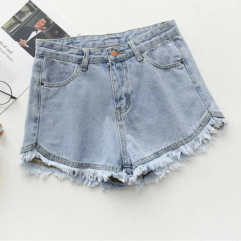 Ly Varey Lin Denim Shorts Kvinnor Tassels High Waist Kort Byxor Casual Fashion 7 Färg Kvinna Slank Svart Vit 210526