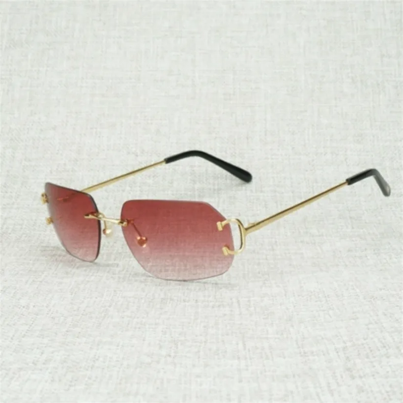 2024 Men's Luxury Designer Women's Sunglasses Vintage Lens Shape Metal Farme Men Rimless Wire Square Gafas Women Outdoor Club Accessories Oculos Shades