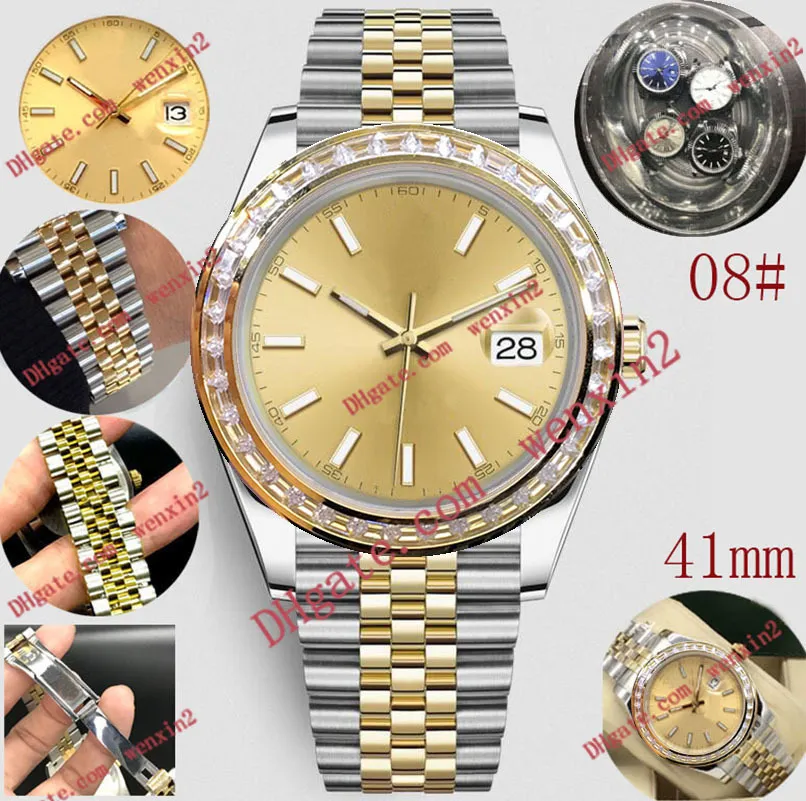 Mens Watch Numerals Wodoodporna mechanika automatyczna Diament w kształcie paska 41 mm wysokiej jakości ramki ze stali nierdzewnej Sport2067