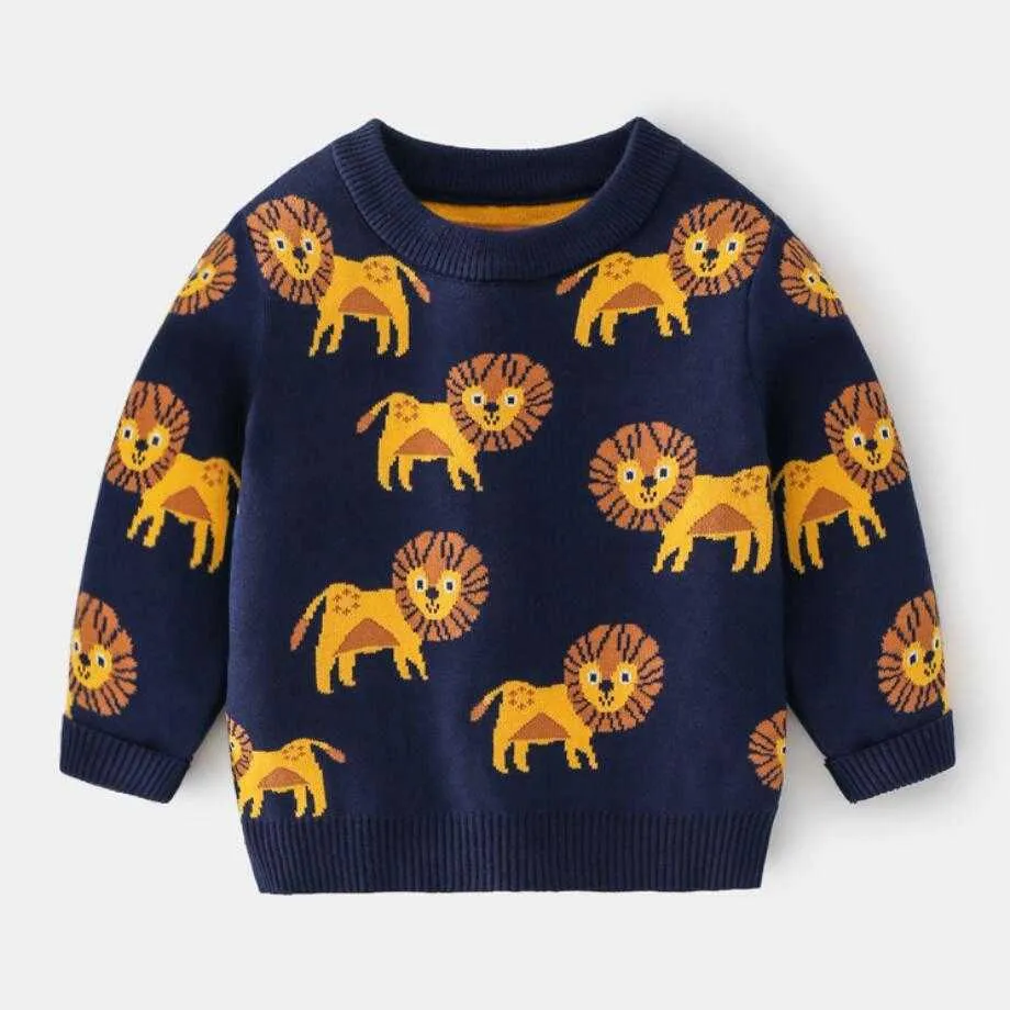 Vêtements pour bébés garçons et filles, pull chaud, haut à manches longues, Lion, à la mode, Y1024, automne hiver