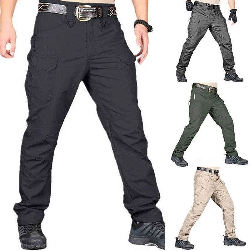 Printemps et automne pantalons cargo en plein air pantalons tactiques pour hommes grande taille loisirs lâche tendance imperméable résistant à l'usure pantalons longs H1223