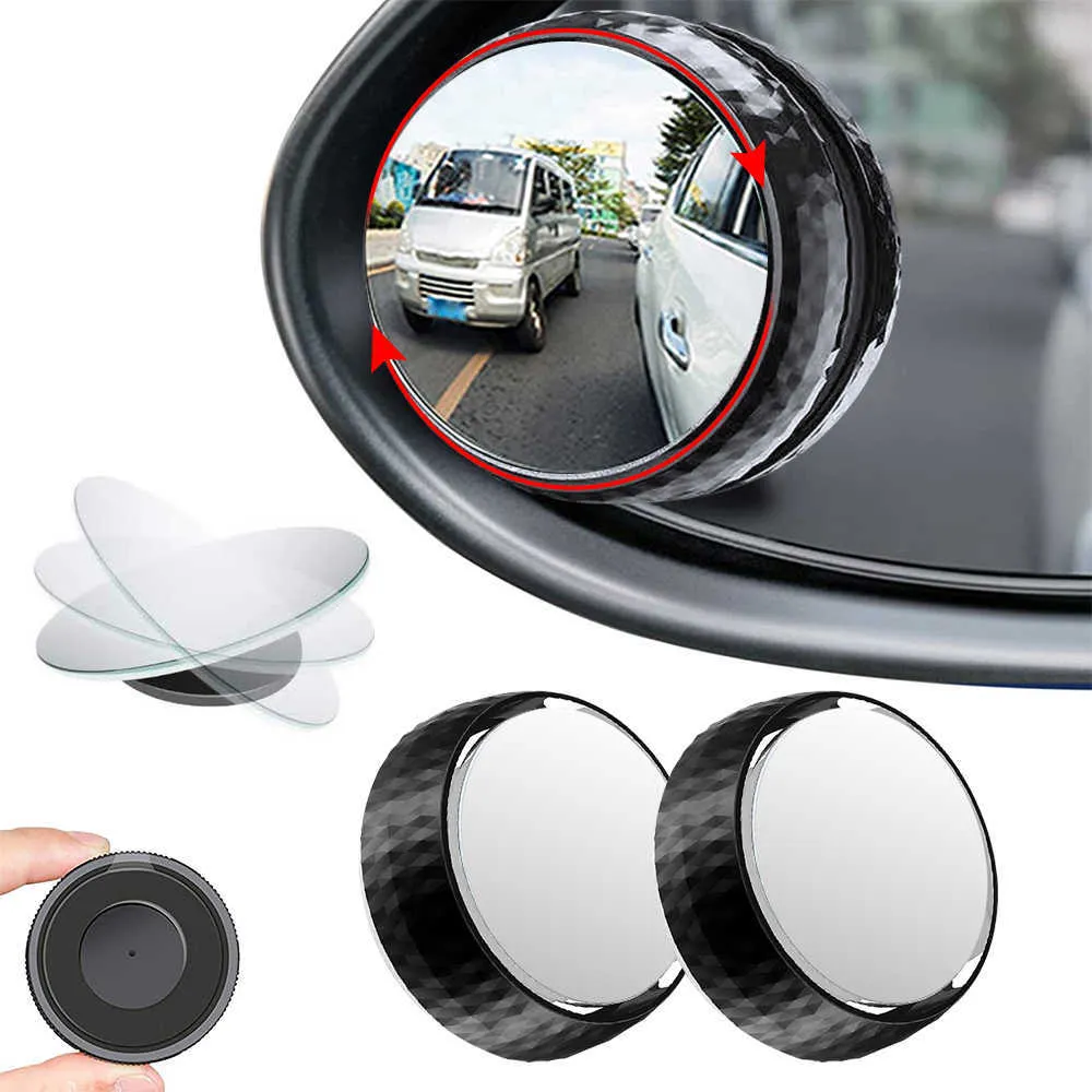 Car Blind Spot Mirror Round HD Glass with Framed Convex Rear View Mirror with Wide Angle Adjustable Sucker for Cars SUV Truck1741753