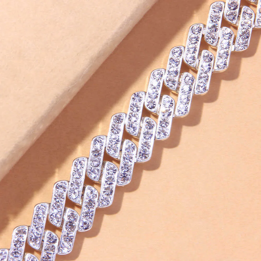 Punk miami 12mm cubano anklet para mulheres bracelete link cadeia gelo fora de jóias de tornozelas de cristal de cristal integral 2110182644