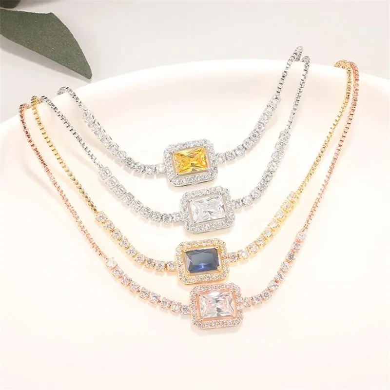 Choucong Brand Simple Fashion Jewelry Ins Wedding Armbanden 18K Rose Gold Fill White Princess Cut 5a Cubic Zirkon verstelbare dames301D