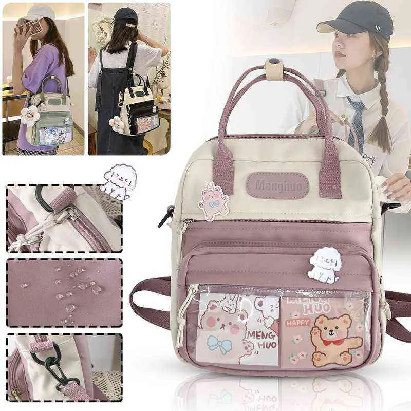 Koreański styl śliczne mini plecaki dla dziewczyn kobiety wodoodporne nylon małe torby na ramię kobiety szkolne backpack plecak Y1105