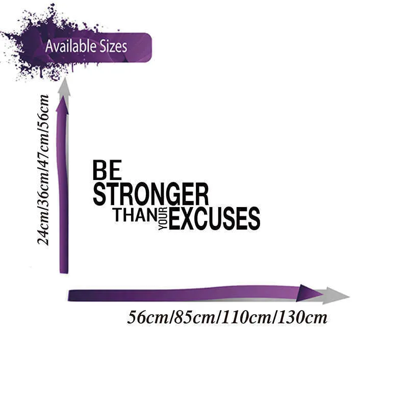 Be Stronger Than Your Excuses Quote Wall Sticker Gym Classroom Motivational Inspirational Quote Wall Decal Fitness Crossfit (1)