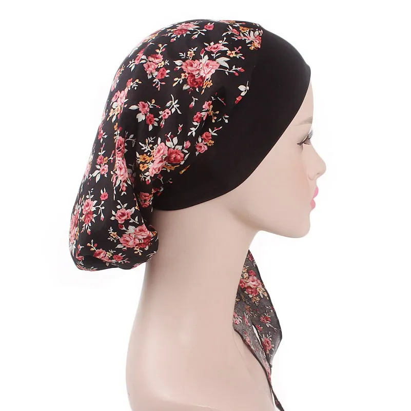 femmes chimio perte casquette velours Bandana Turban longue queue Pirate chapeau bandeau dames élastique cheveux casquette bandeau Cotton227H