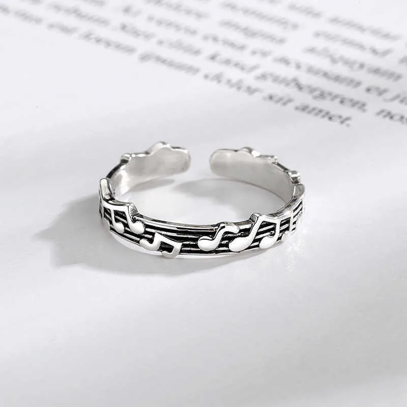 Koreanska stil riktiga silverpläterade ringar för kvinnor adjiportable storlek lyxmusik personal band fina smycken charm gåvor x0715