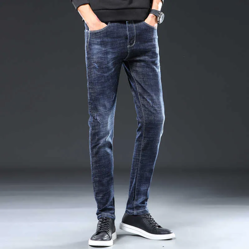 KSTUN Herren Jeans Marke Stretch 2021 Slim Fit Solide Blau Casual Denim Hosen Voller Länge Männliche Hosen Jeans Cowboys Jean hombre X0621