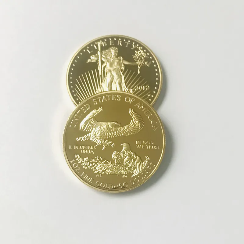 5 st Icke magnetisk Freedom Eagle 2012 märke Guldpläterad 32,6 Mm Jubileumsstaty Liberty Samlardekorationsmynt