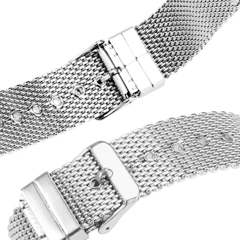20 22 24 mm mesh rostfritt stål klockband stift spänne metallband universal armband ersättningsband203c