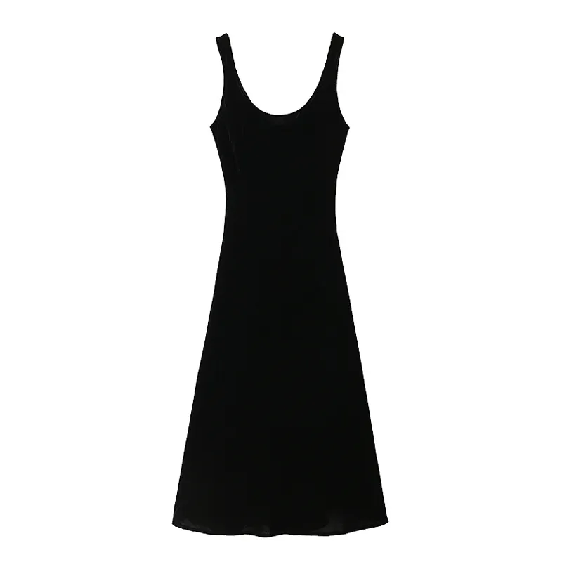 Black Velvet Dresses for Women Sexy Backless Slip Midi Woman Dress Summer Sleeveless Elegant Gowns Ladies Party 210430