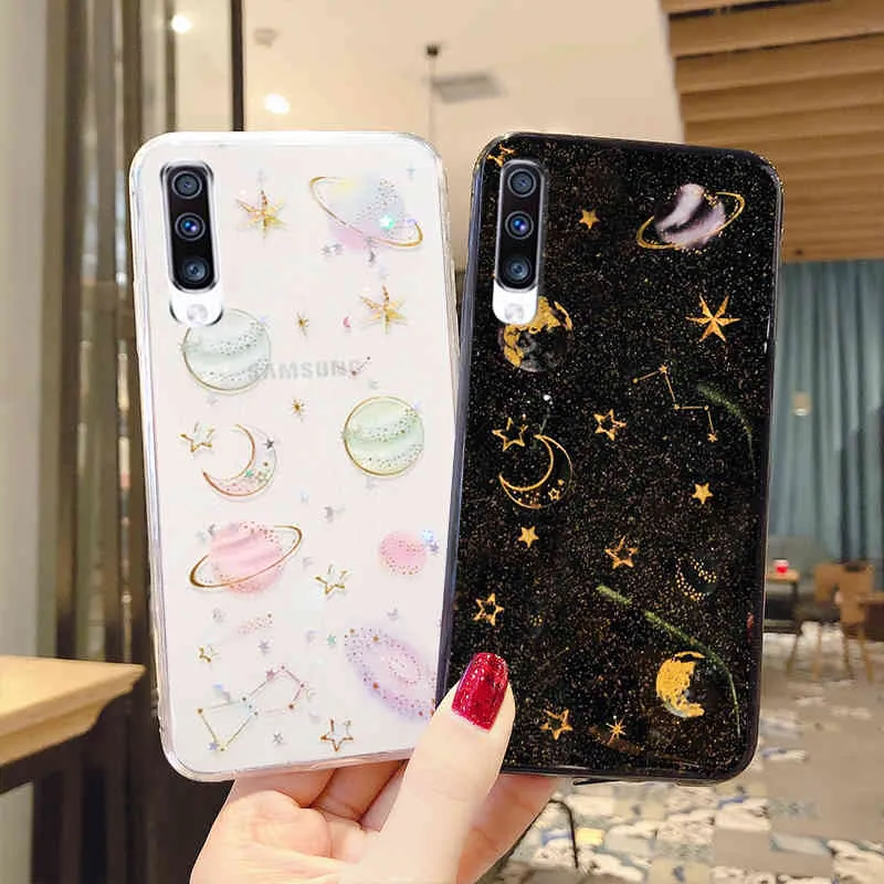 Cases For Samsung Galaxy Note 10 Plus S20 Ultra A70 A50 Glitter Planet Star Soft Cover for Samsung A80 A60 A50S A40 A30 A20E A10S