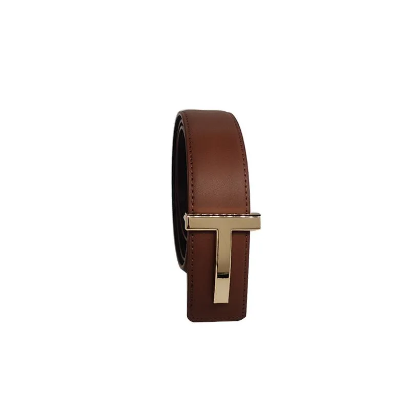 Fashion 3 8cm Wide Metal Letter T Gold Buckle Thin Belt Wild Women Leather Waistband TK Belts280J