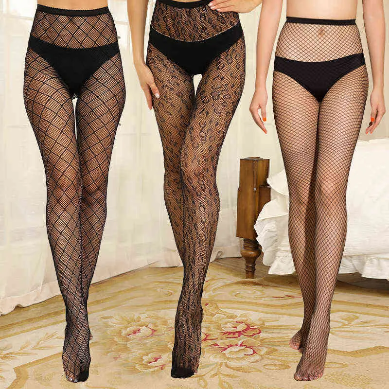 Sexy Mulheres Malha Malha Com Impressão Meias Meninas Punk Hottie Pantyhose Net Net With Tattoo Plus Size para Girl Y1130