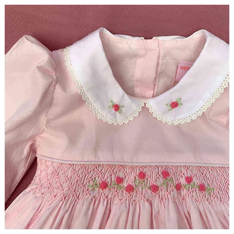 filles robes pour la fête et le mariage 2021 enfants filles à manches longues robe smockée automne enfants à la main vintage smock robes G1218