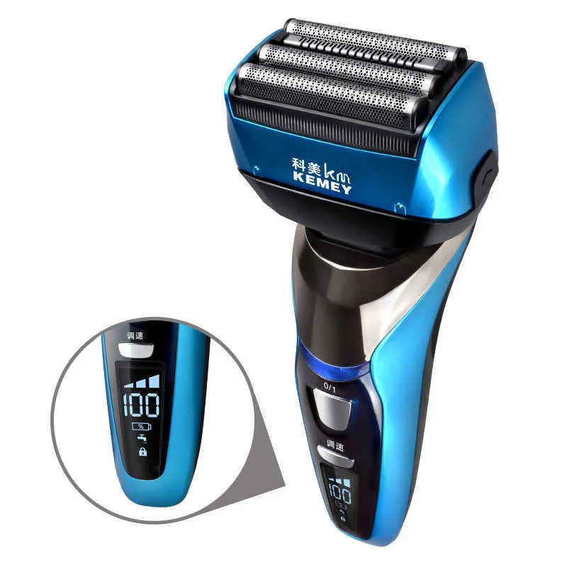 KEMEI 3D Reciprocating Electric Razor Shaving Machine LCD Display Rechargeable Washable Beard Hair Shaver for Men Km-8150 F30 P0817