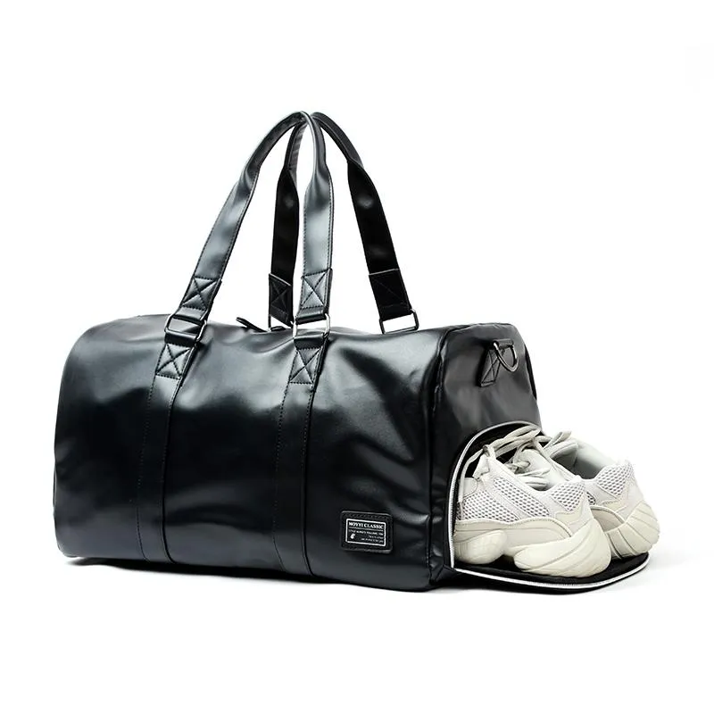 Borsa da viaggio in pelle maschile borsone grande scarpe indipendenti stoccaggio grandi borse fitness borsa a tracolla bagagli PU Duffel284V