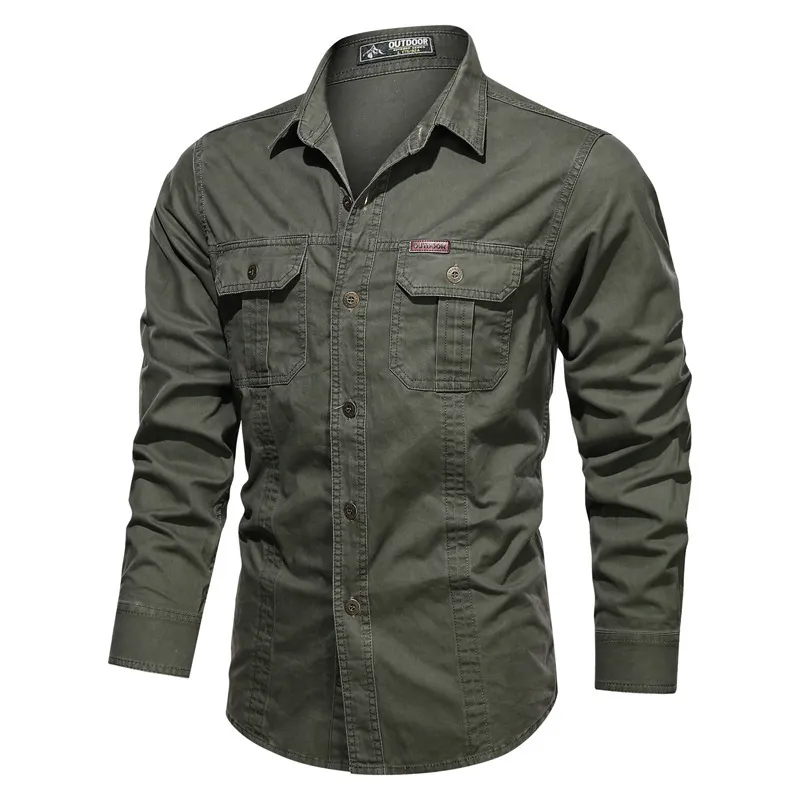 Camisa informal para hombre, 5XL, 6XL, sobrecamisa militar de algodón para hombre, ropa de marca, blusa de ocio AF1388 220309