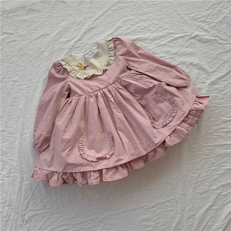 Enfant en bas âge fille lolita princesse robes enfants coréen redingote bébé filles anniversaire rose habiller bébé coton robes 210615