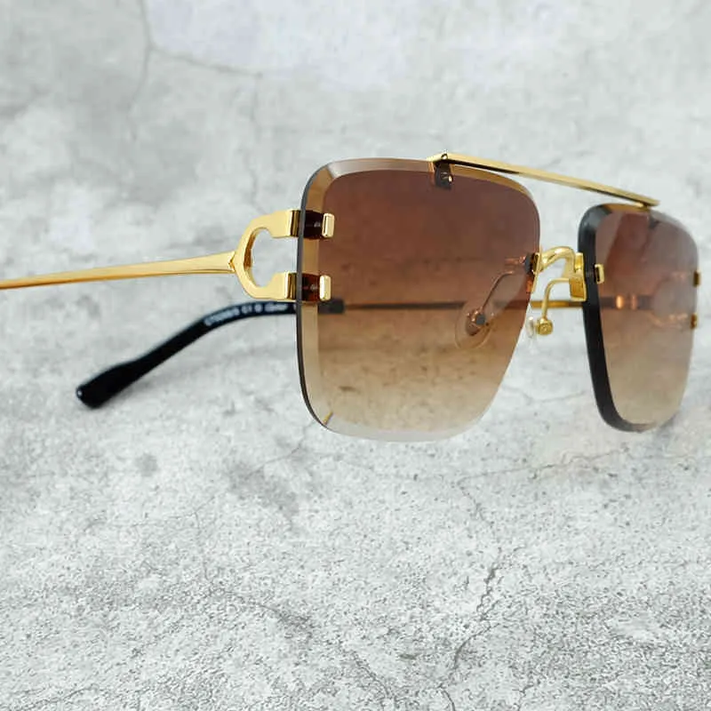 Diamant coupe lunettes de soleil hommes mode fil métallique Y concepteur de luxe français hommes accessoires haut lunettes conduite nuances