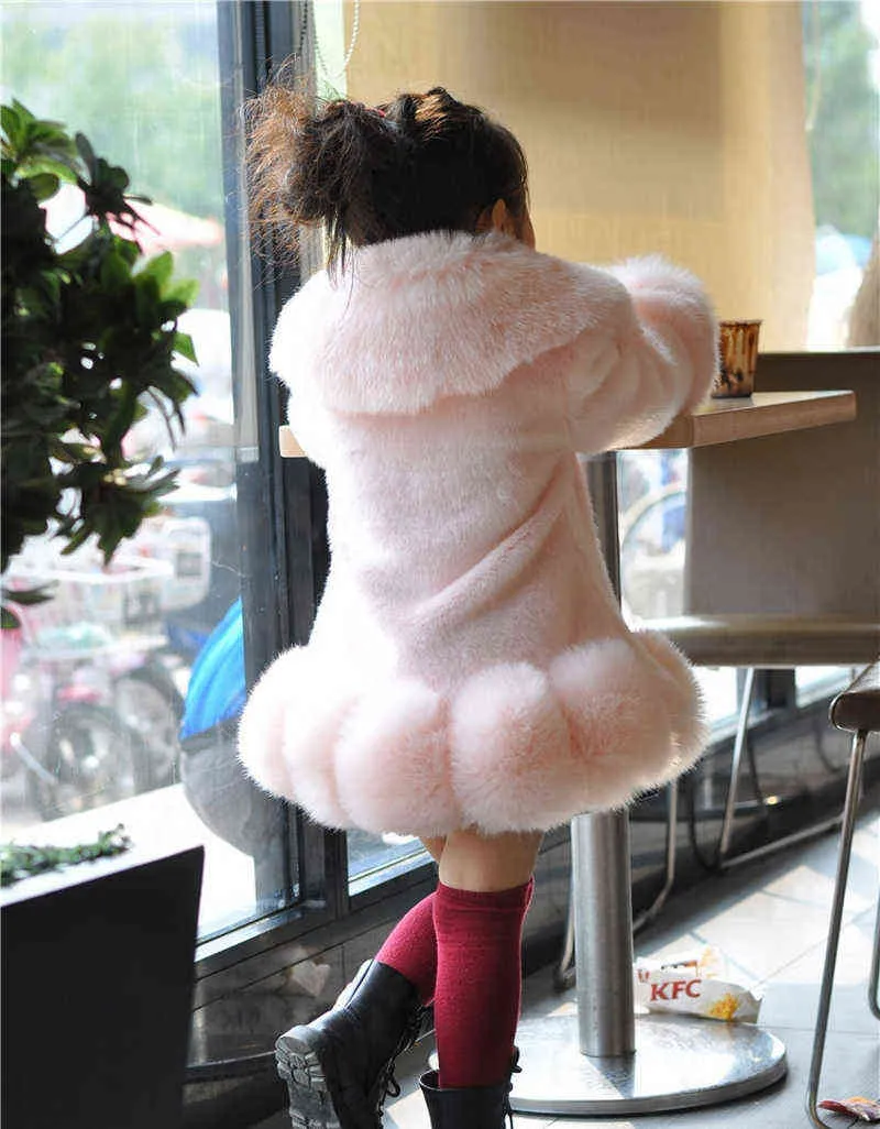 Winterjas Kids Girl Parkas Leuke Warm Bruiloft Faux Bontjas voor S Kinderkleding Zachte Party Babyjassen 211027