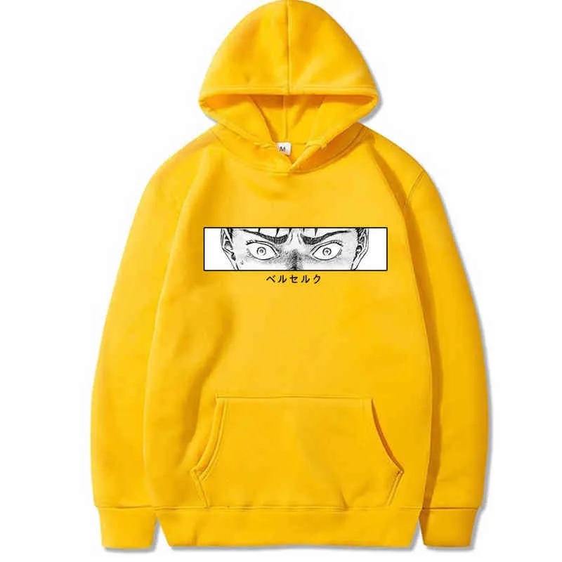 Mężczyźni Berserk Odwagi Kapturem Japoński Graficzny Anime Hoodie Anime Eyes Hoodies Tops Odzież H1227